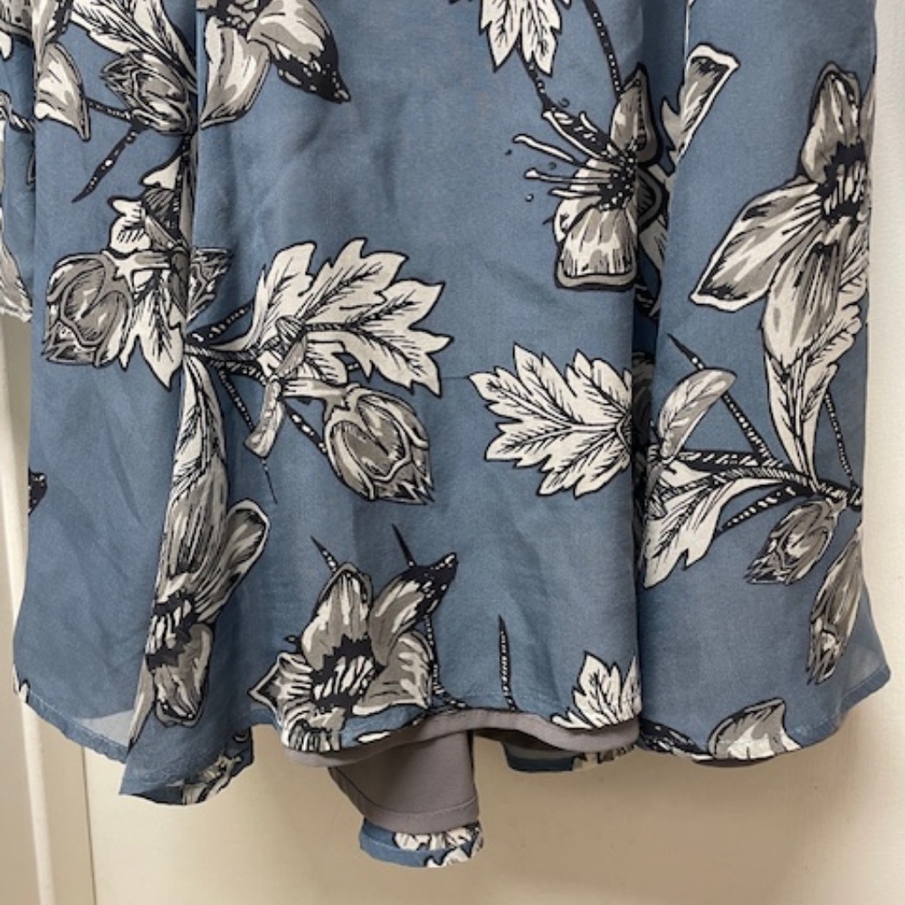 For Love & Lemons Sierra Silk Mini Dress Blue Floral EUC - Picture 12 of 15